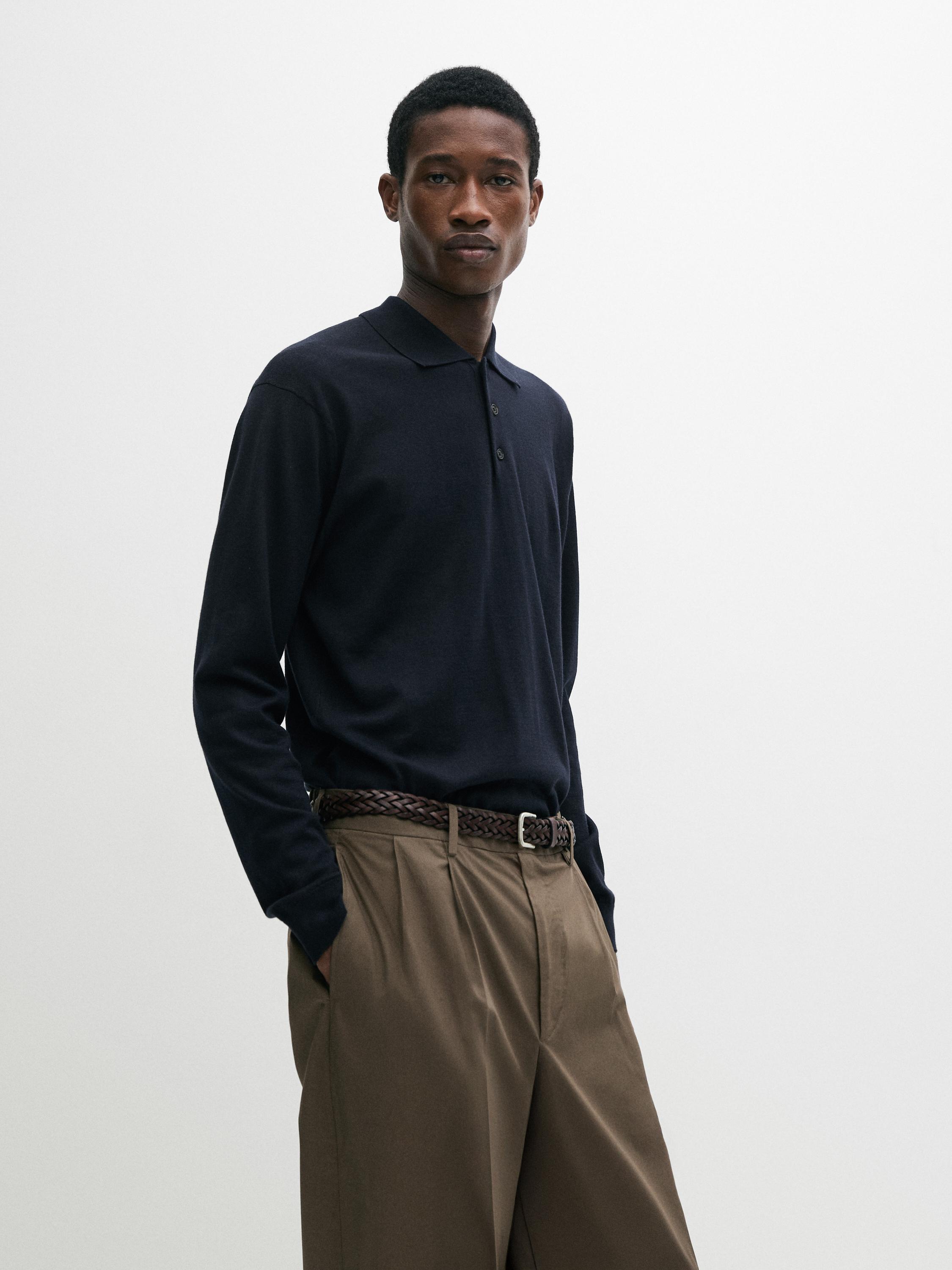 Pull polo en maille de coton